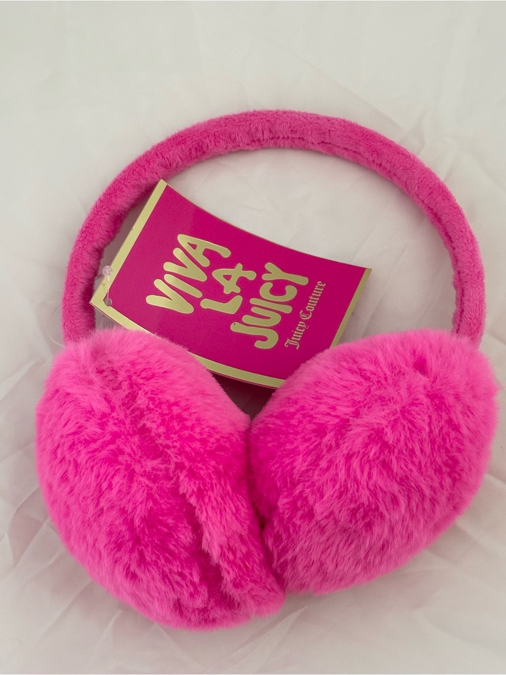 Juicy Couture Viva La Juicy Hot Pink Faux Fur Earmuffs NWT Y2K Fashion Barbie